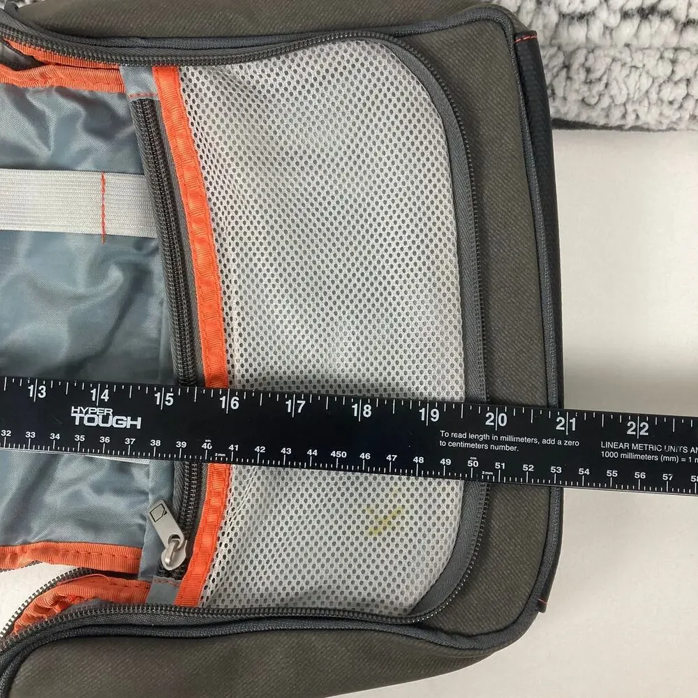 Lewis N Clark Toiletry Bag Gray Orange Trim Handle Travel Hang Mesh Pocket 9x9